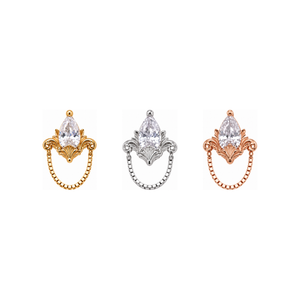 Awakening CZ with Chain 16g Threaded End 14k AuAdore — Yellow, White, and Rose Gold comparison