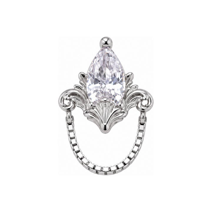 Awakening CZ with Chain 16g Threaded End 14k AuAdore — White Gold
