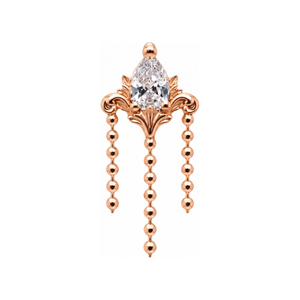 Awakening CZ w/ Dia Cut Bead Chain Threadless End AuAdore — Rose Gold