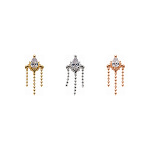 Awakening CZ w/ Dia Cut Bead Chain Threadless End AuAdore — Yellow, White, and Rose Gold comparison