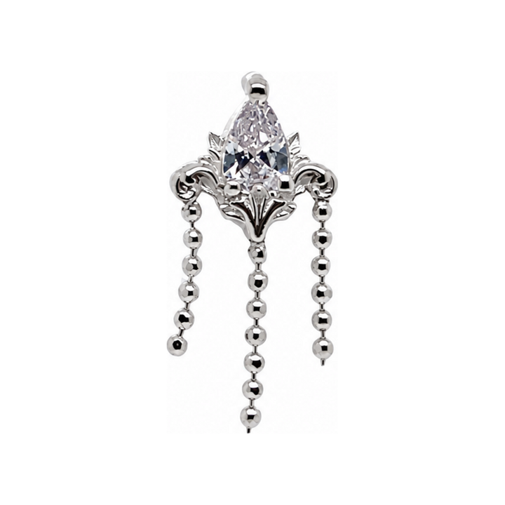 Awakening CZ w/ Dia Cut Bead Chain Threadless End AuAdore — White Gold