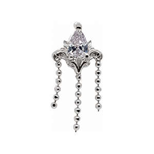 Awakening CZ w/ Dia Cut Bead Chain Threadless End AuAdore — White Gold