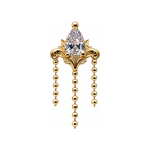 Awakening CZ w/ Dia Cut Bead Chain Threadless End AuAdore — Yellow Gold