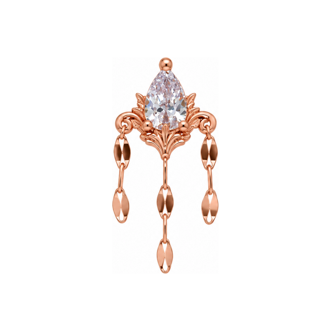Awakening CZ w/ Keyhole Chain Threadless End AuAdore — Rose Gold