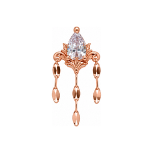 Awakening CZ w/ Keyhole Chain Threadless End AuAdore — Rose Gold