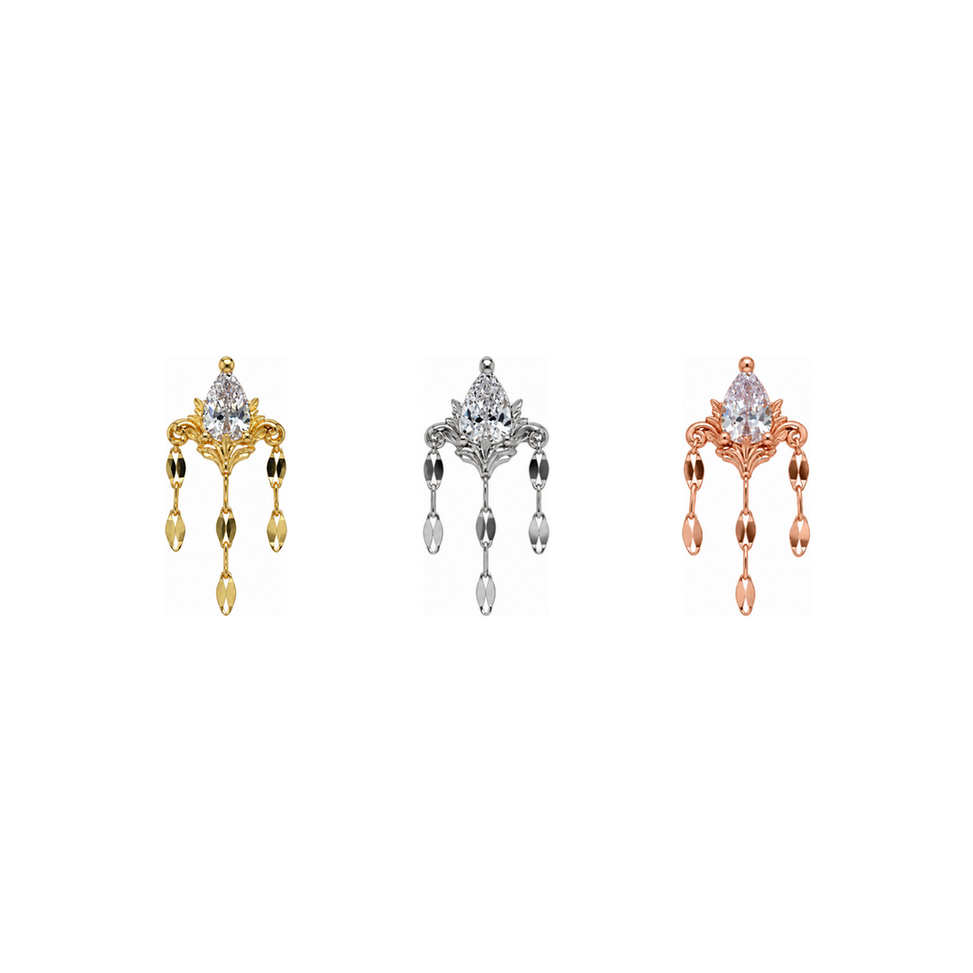 Awakening CZ w/ Keyhole Chain Threadless End AuAdore — Yellow, White, and Rose Gold comparison