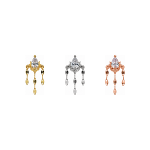 Awakening CZ w/ Keyhole Chain Threadless End AuAdore — Yellow, White, and Rose Gold comparison
