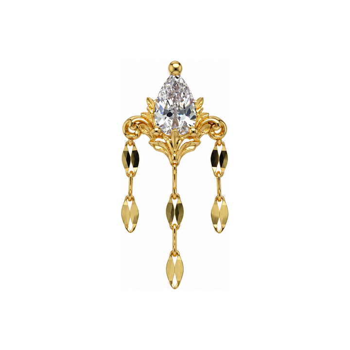 Awakening CZ w/ Keyhole Chain Threadless End AuAdore — Yellow Gold