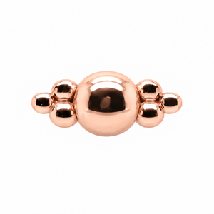 AuAdore Beaded Double Tribead Threadless End in polished 14k rose gold on a white background.