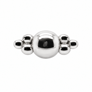 AuAdore Beaded Double Tribead Threadless End in polished 14k white gold on a white background.