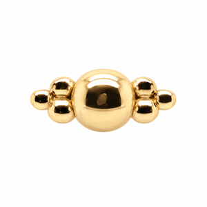 AuAdore Beaded Double Tribead Threadless End in polished 14k yellow gold on a white background.