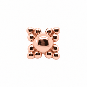 AuAdore Beaded Quad Threadless End in polished 14k rose gold on a white background.
