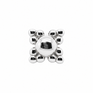 AuAdore Beaded Quad Threadless End in polished 14k white gold on a white background.