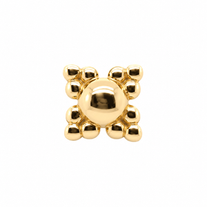 AuAdore Beaded Quad Threadless End in polished 14k yellow gold on a white background.