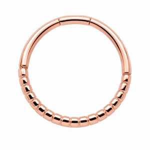 AuAdore Beaded Seam Ring 16g in polished 14k rose gold on a white background.