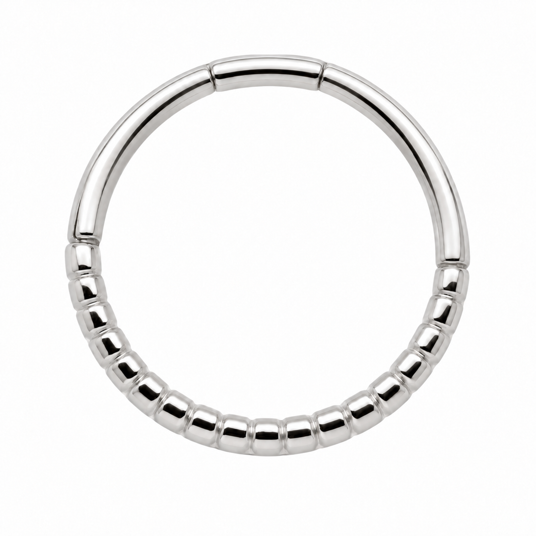 AuAdore Beaded Seam Ring 16g in polished 14k white gold on a white background.