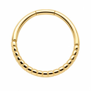 AuAdore Beaded Seam Ring 16g in polished 14k yellow gold on a white background.
