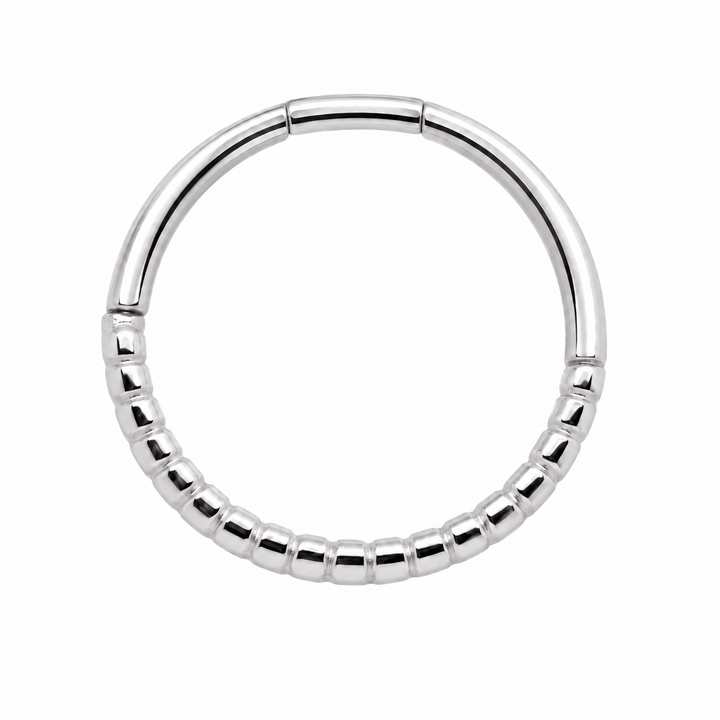 AuAdore Beaded Seam Ring 18g in polished 14k white gold on a white background.