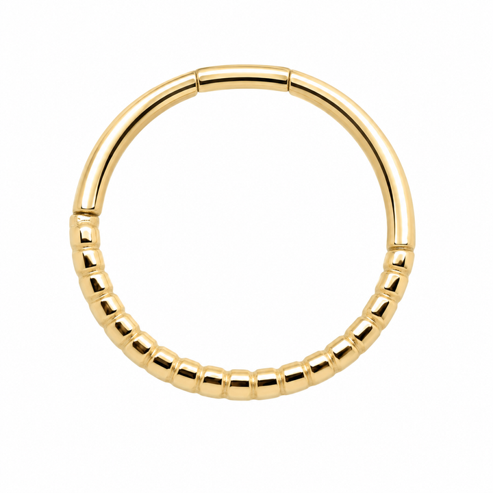 AuAdore Beaded Seam Ring 18g in polished 14k yellow gold on a white background.