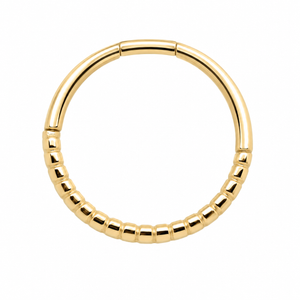 AuAdore Beaded Seam Ring 18g in polished 14k yellow gold on a white background.