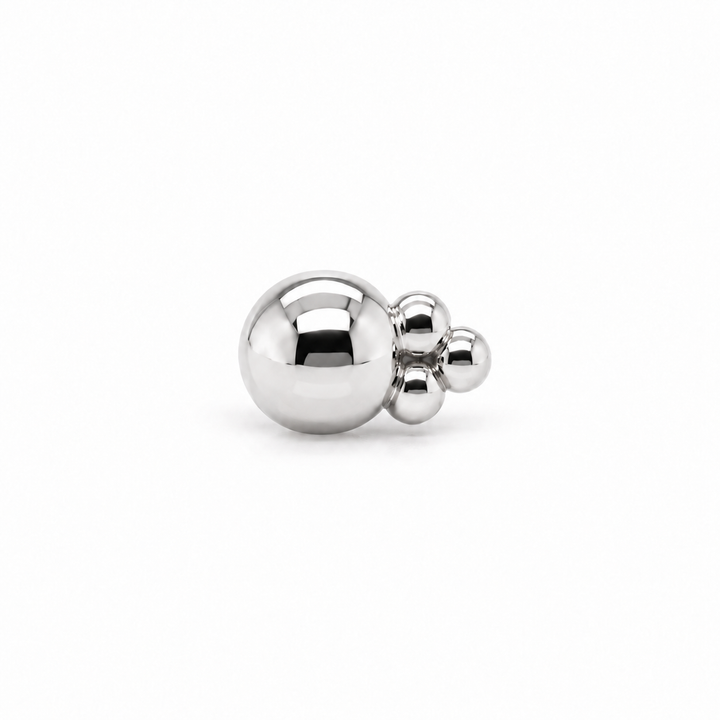 AuAdore Beaded Tribead Threadless End in polished 14k white gold on a white background.