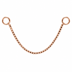 AuAdore Box Chain in polished 14k rose gold on a white background.