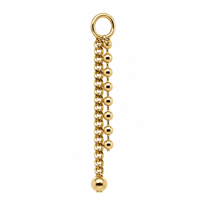 AuAdore Devotion Double Drop in polished 14k yellow gold on a white background.