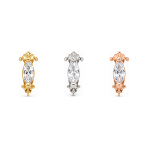 Empress Threadless End CZ 14k AuAdore — Yellow, White, and Rose Gold comparison