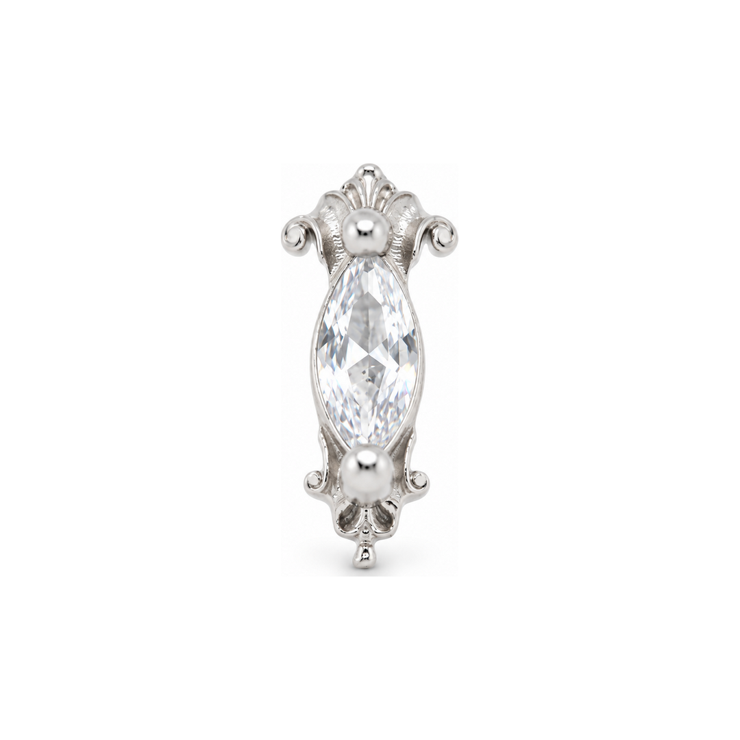 Empress Threadless End CZ 14k AuAdore — White Gold