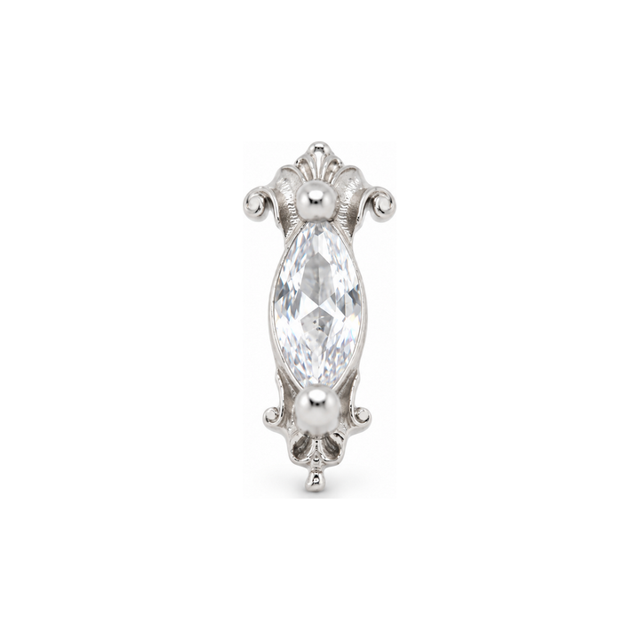 Empress Threadless End CZ 14k AuAdore — White Gold