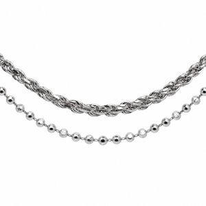 AuAdore Family Ties Double Chain in polished 14k white gold on a white background.