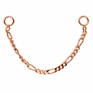 AuAdore Figaro Chain in polished 14k rose gold on a white background.