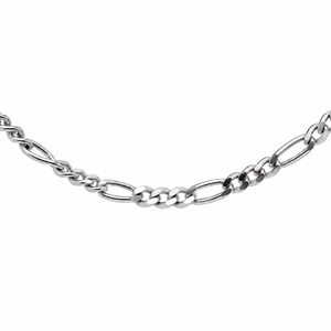 AuAdore Figaro Chain in polished 14k white gold on a white background.