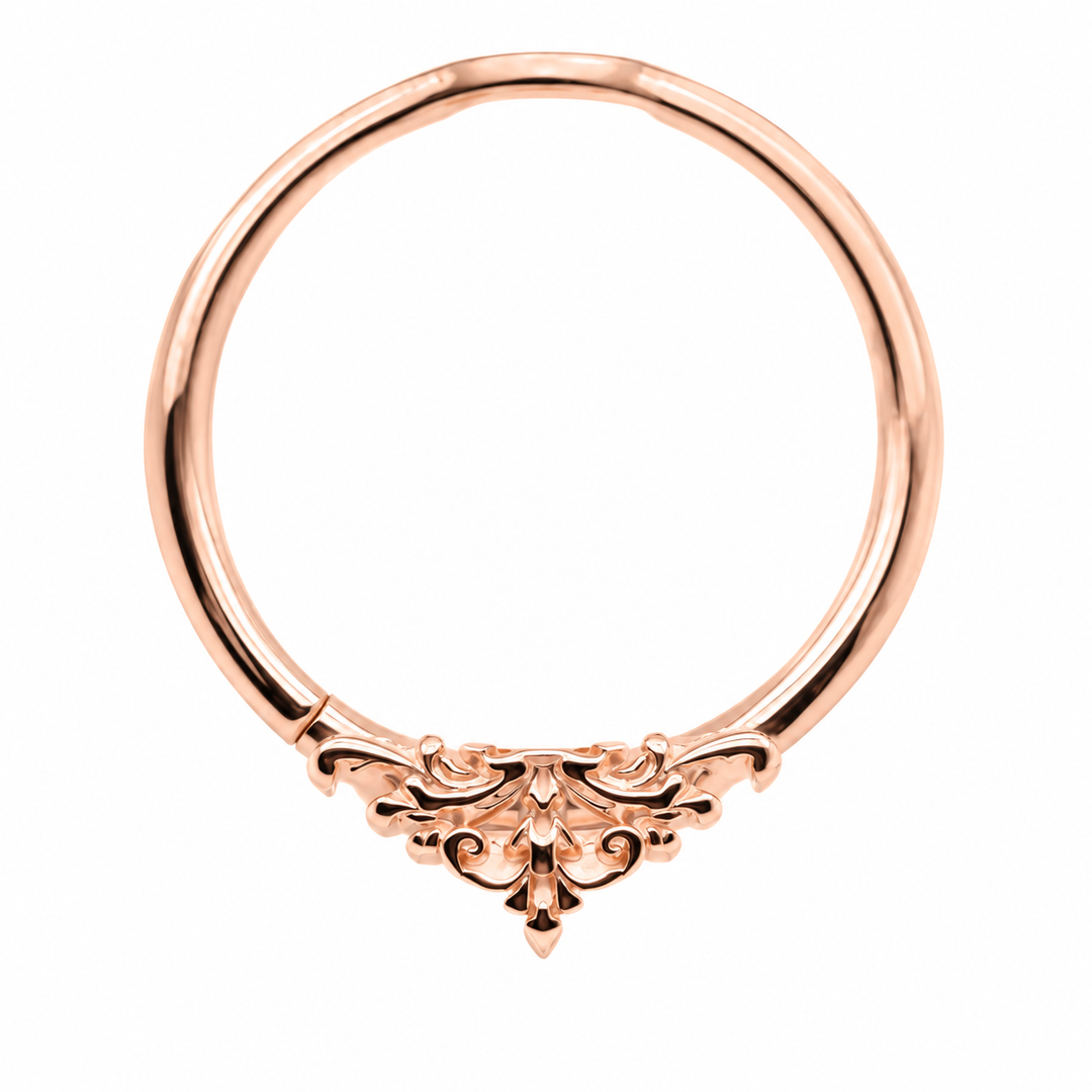 AuAdore Florentine Ring in polished 14k rose gold on a white background.
