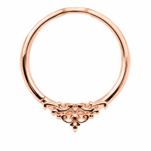 AuAdore Florentine Ring in polished 14k rose gold on a white background.