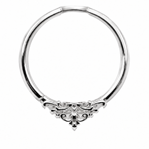 AuAdore Florentine Ring in polished 14k white gold on a white background.