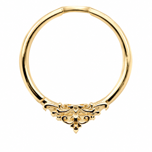 AuAdore Florentine Ring in polished 14k yellow gold on a white background.