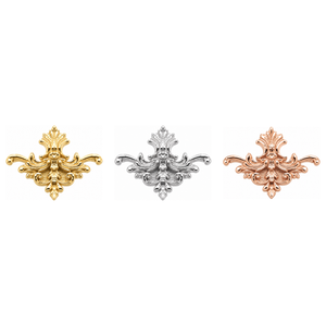 AuAdore Florentine Threadless End shown in 14k yellow gold, white gold, and rose gold on a white background.