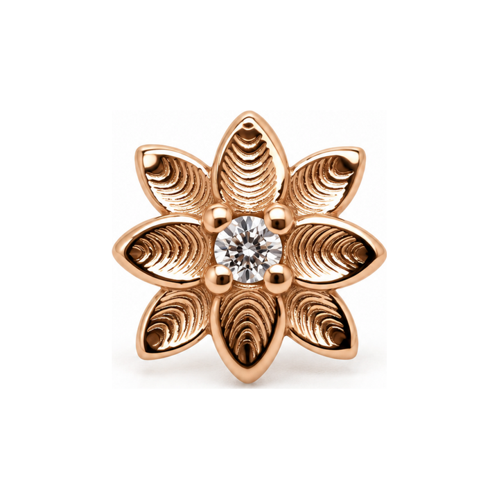 Flower CZ Threadless End 14k AuAdore — Rose Gold