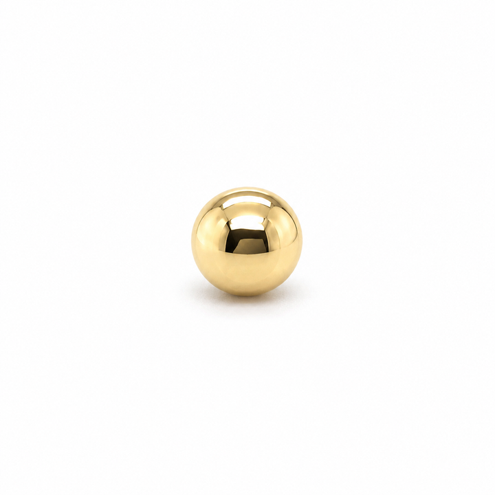 AuAdore Gold Bead Threadless End in polished 14k yellow gold on a white background.