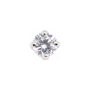 Gold Threadless end with 3.0mm Diamond 14k AuAdore — White Gold
