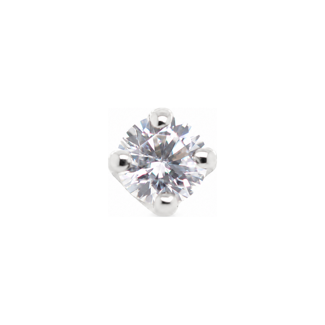 Gold Threadless end with 2.5mm Diamond 14k AuAdore — White Gold