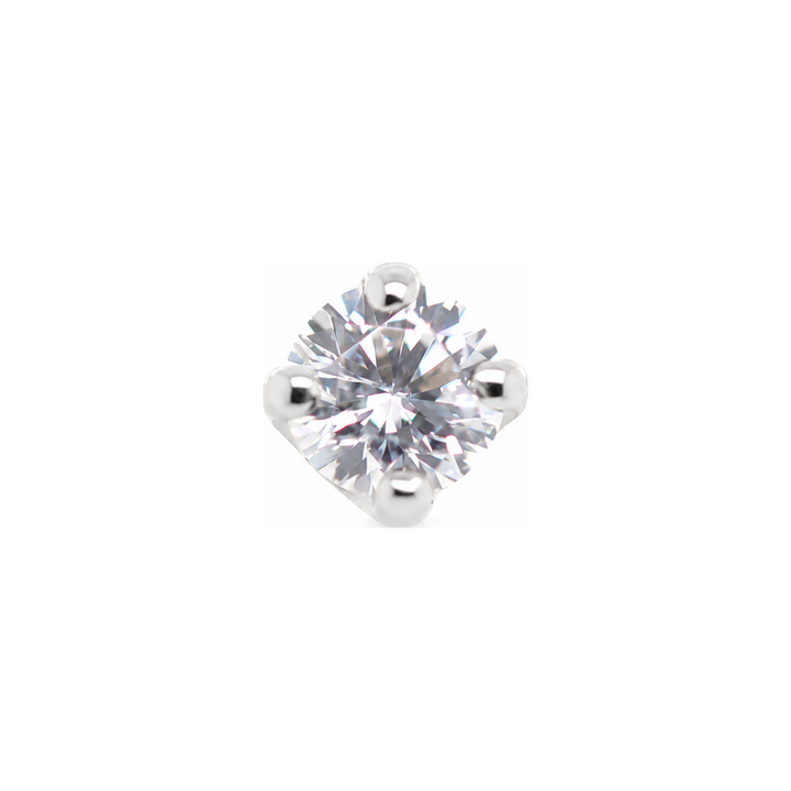 Gold Prong Set CZ Threadless End 14k AuAdore — White Gold
