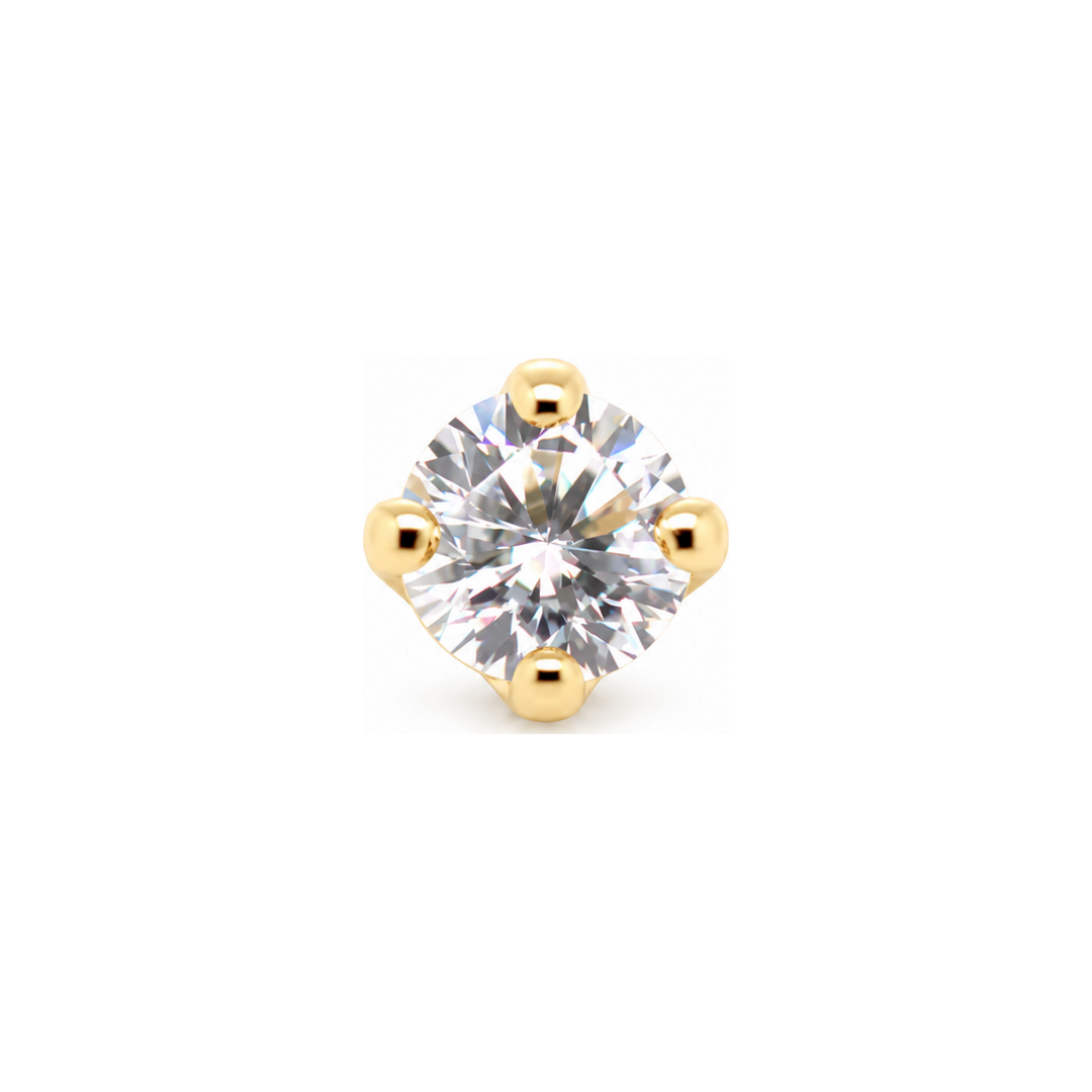 Gold Threadless end with 2.5mm Diamond 14k AuAdore — Yellow Gold