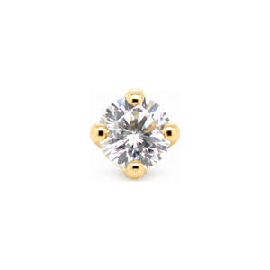 Gold Threadless end with 2.5mm Diamond 14k AuAdore — Yellow Gold