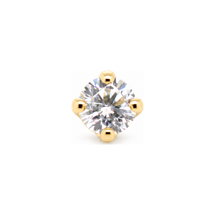 Gold Threadless end with 1.5mm Diamond 14k AuAdore — Yellow Gold