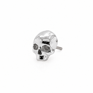 AuAdore Gold Skull Threadless End in polished 14k white gold on a white background.