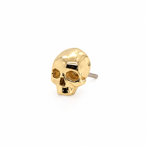 AuAdore Gold Skull Threadless End in polished 14k yellow gold on a white background.