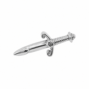 AuAdore Gold Sword Threadless End in polished 14k white gold on a white background.