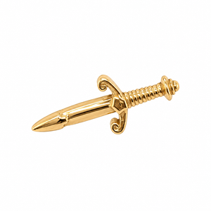 AuAdore Gold Sword Threadless End in polished 14k yellow gold on a white background.